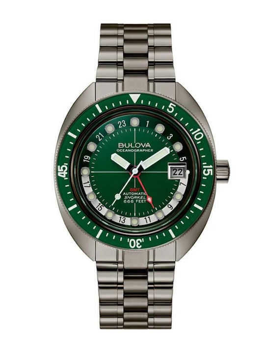 Bulova Oceanographer Gmt Herrenuhr Automatisch mit Silber Metallarmband