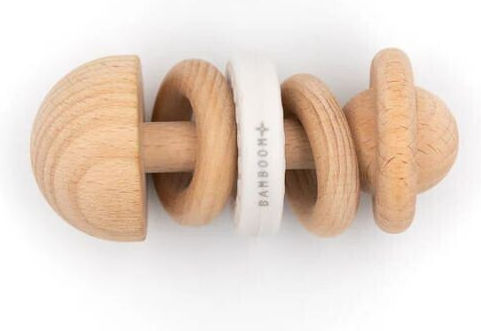 Bamboom Rattle Wood & Silicone White 01 Bamboom