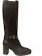 High Heel Women's Boots with Zipper Black