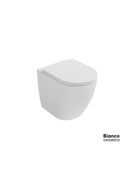 Bianco Ceramica Stehende Toilette Randlos mit Deckel Sanftes Schließen Weiße