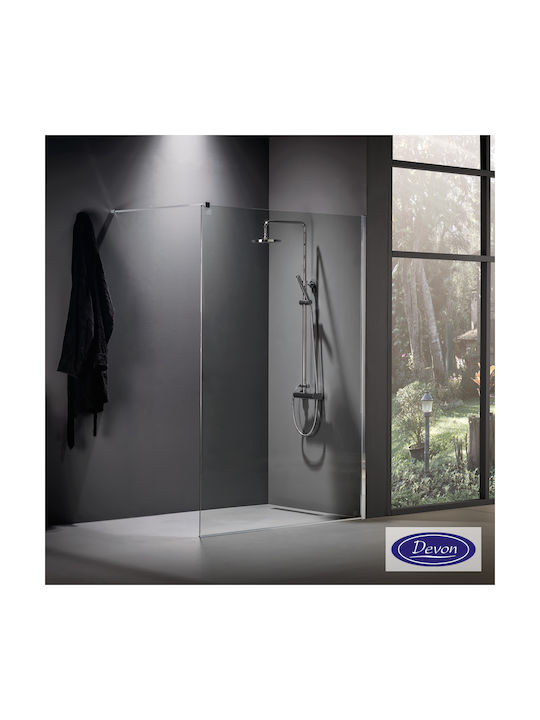 Devon Shower Screen for Shower with Sliding Door 47-49x200cm Clean Glass Chrome