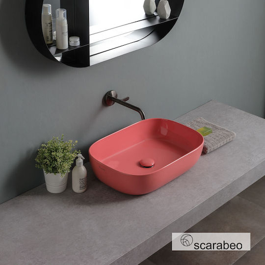 Scarabeo Επικαθήμενος Νιπτήρας Πορσελάνης 56x39cm Peach Glossy Scarabeo Επικαθήμενος Νιπτήρας Πορσελάνης 56x39cm Peach Glossy