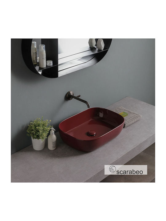 Scarabeo Countertop Sink Porcelain 56x39cm Cherry Glossy
