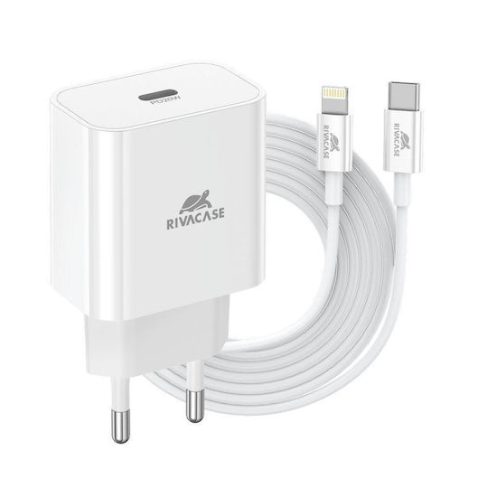 Rivacase Charger with USB-C Port and Cable USB-C - Lightning 20W Power Delivery Whites (PS4101)