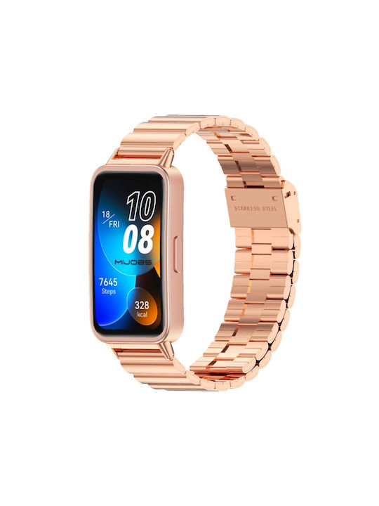Mijobs Λουράκι Ανοξείδωτο Ατσάλι Ροζ Χρυσό (Huawei Band 8)