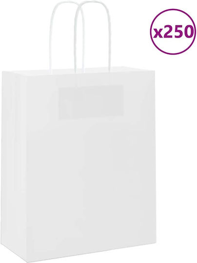 vidaXL Χάρτινη Τσάντα για Δώρο Λευκή 18x22x8εκ. 250τμχ
