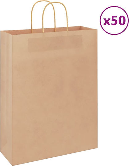 vidaXL Χάρτινη Τσάντα για Δώρο Καφέ 32x42x12εκ. 50τμχ