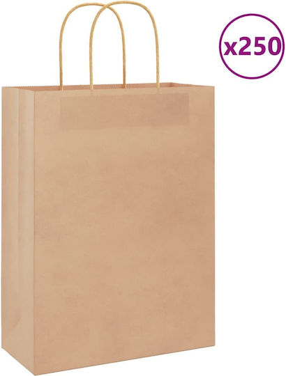 vidaXL Χάρτινη Τσάντα για Δώρο Καφέ 26x35x12εκ. 250τμχ