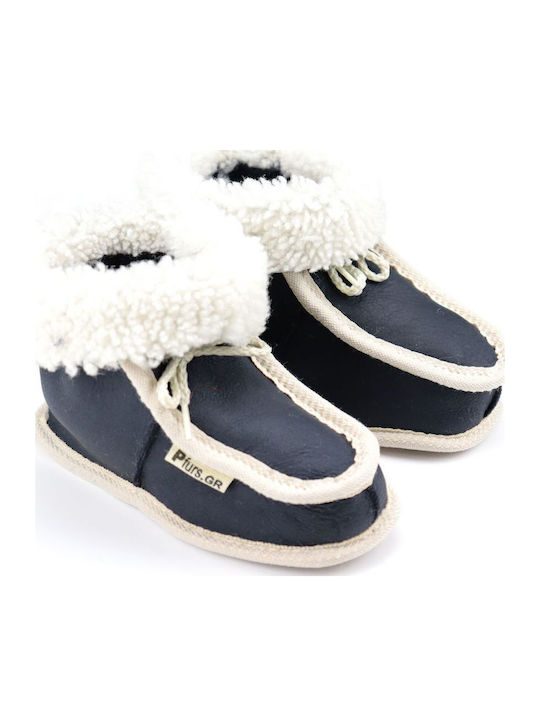 Kinderhausschuhe Stiefel Marineblau