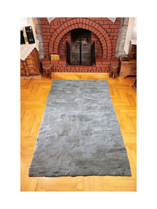 Rug Rectangular Furry Gray