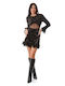 Mini Abendkleid Samt mit Transparenz Black