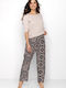 Momenti Per Me Winter Damen Pyjama-Set Beige