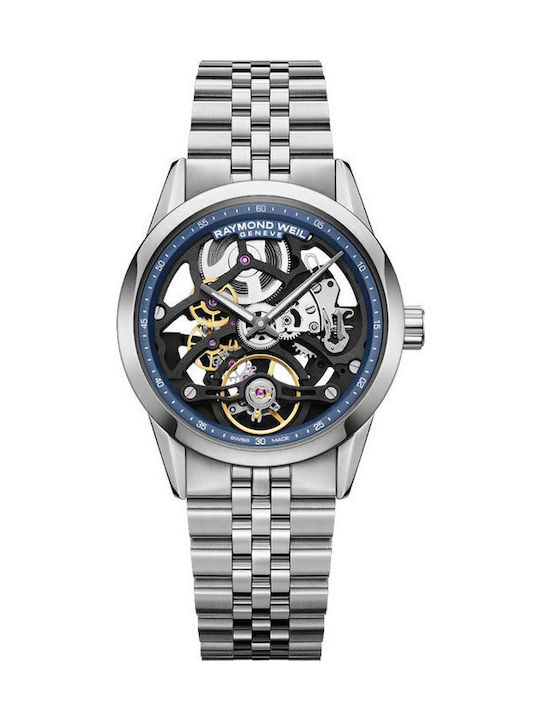 Raymond Weil Freelancer Ανδρικό Ρολόι Αυτόματο με Ασημί Μεταλλικό Μπρασελέ