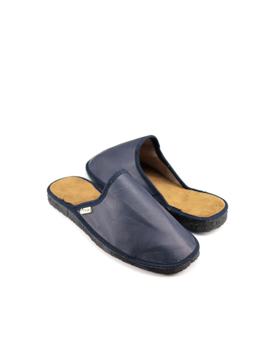 Men's Leather Slippers Blue