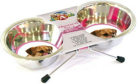 Croci Edelstahl Schalen Futter & Wasser für Hund & Katze auf Basis von 2x 470ml 13cm