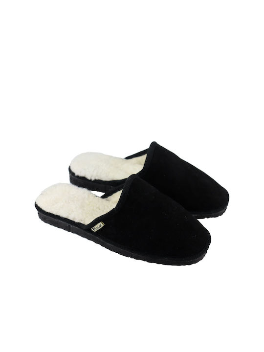 Men's Leather Slippers Black