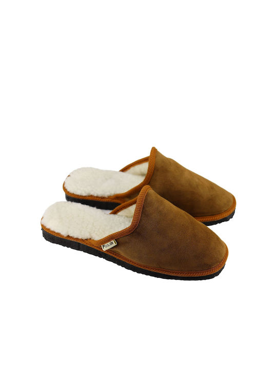 Men's Leather Slippers Brown