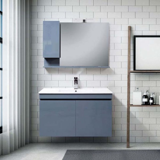 Mabo Countertop with Sink & Mirror with Light White Laca