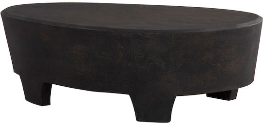 Oval Central Coffee Table Santorini Wooden Black W100xL60xH33cm
