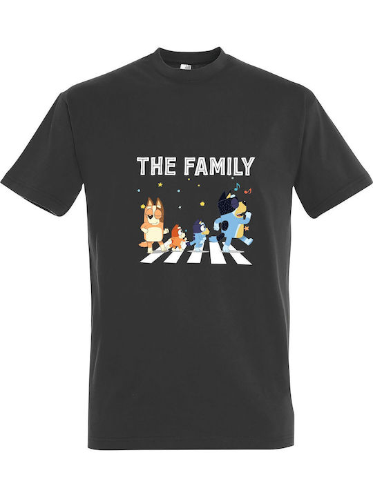 Tricou unisex "Familia Heeler Bluey Tată Mamă" Gri Închis