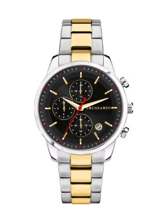 Trussardi Tbridge Men's Watch 50mm Chronograph Battery with Silver Metal Bracelet