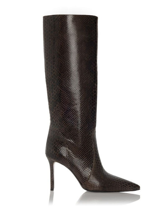 Sante High Heel Women's Boots with Zipper Brown