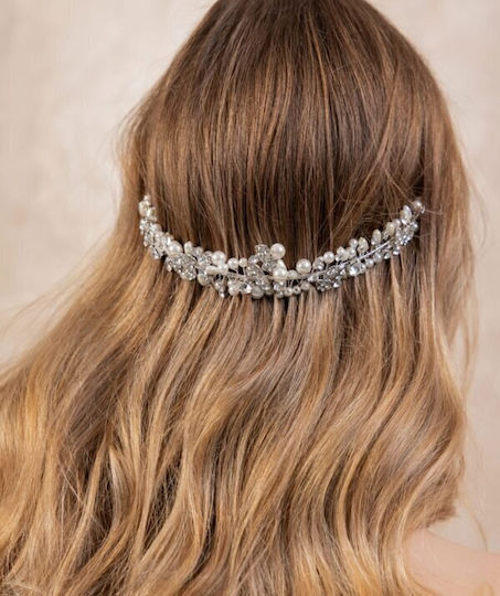 Kόσμημα Mαλλιών Xάντρες Πέρλες Ασημί Rosarina Wedding Headpiece Ba22 Hair Duty Hrd-ba22