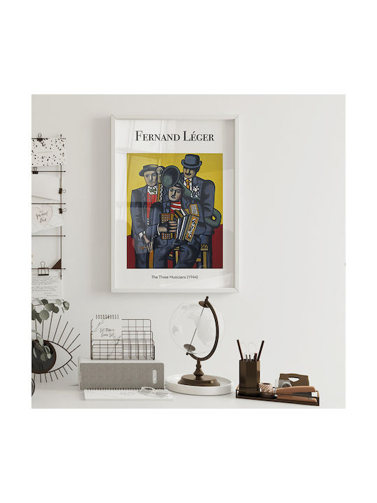 Poster Fernand Leger Trei Muzicieni Art131 60cm X 90cm Ramă din Lemn Negru