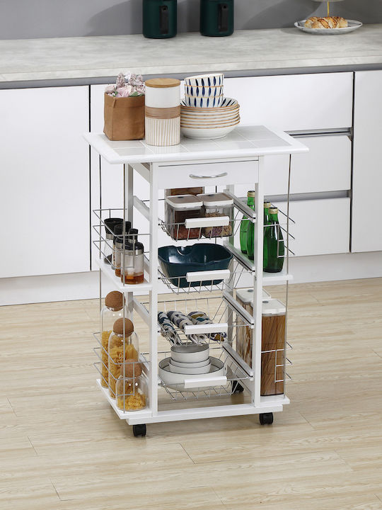 HomCom Rack de bucătărie Metalic Albă 57x37x83cm