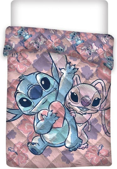Aymax Stitch & Angel Παιδική Παπλωματοθήκη Μονή Ροζ 140x200εκ.