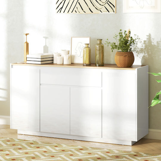 Homcom Moderner Küchenbuffet 3 Schubladenschränke Verstellbare Regale 140x40x75 cm Weiß 83b-196v80wt