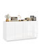 Homcom Modern Sideboard Cabinet 2 Doors Soft Close Adjustable Shelves 140x40x75cm White Glossy 83b-197v80wt