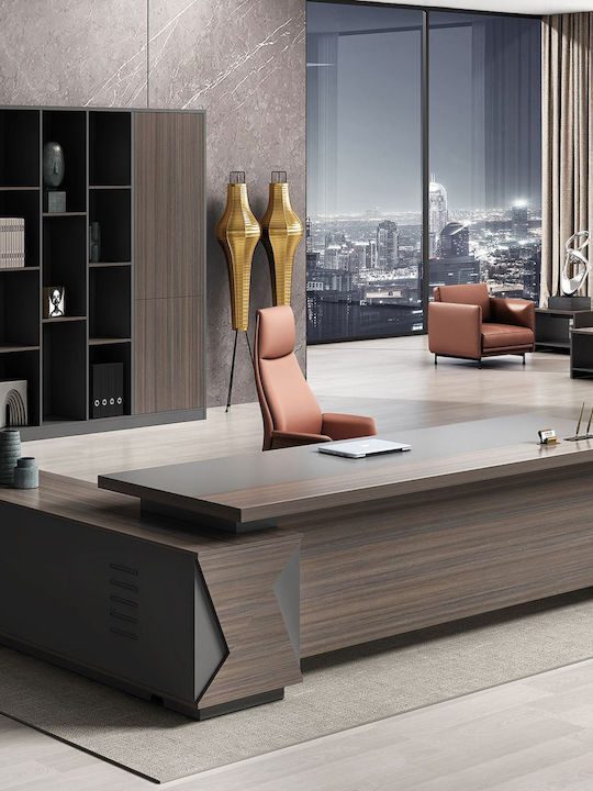 Vip Γραφείο Δεξιά Γωνία Απόχρωση Grey Walnut Εο929 R Καρυδί Γκρι Melamine 200x180x75cm 1τμχ