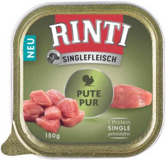 Rinti Singlefleisch Nassfutter Hunde in Tablett mit Türkei und Fleisch 150gr