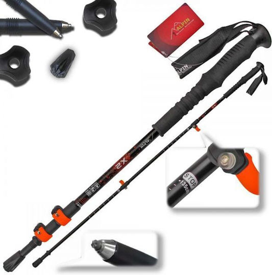 Alpin Telescopic Aluminum Trekking Pole Marathon+ Orange