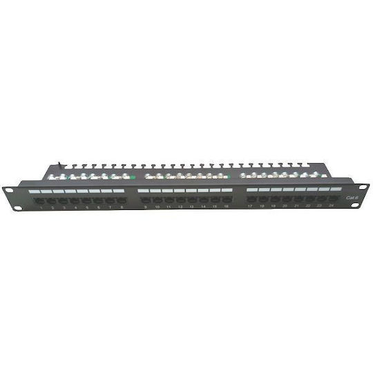 Masterlan Пач панел за рафт 19" 24 порта cat6 Черен