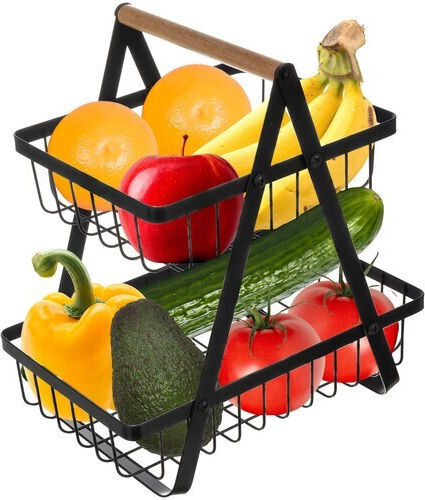Ruhhy Obstschale Metallisch 2 Niveaus Schwarz 30x27x17.5cm Ruhhy Obstschale Metallisch 2 Niveaus Schwarz 30x27x17.5cm