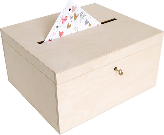 Cutie din Lemn Creative Deco pentru Cărți de Nuntă 29 X 25 X 15 Cm Lemn Natural Nepictat