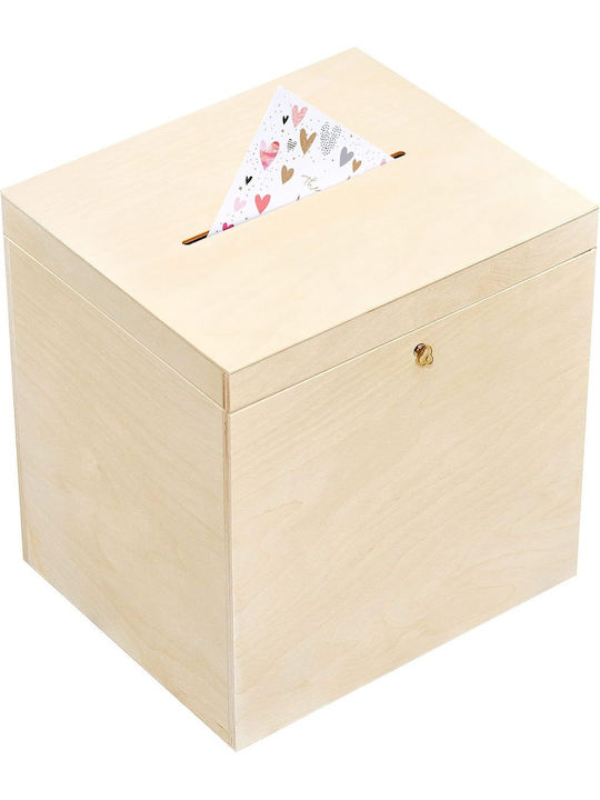 Creative Deco Wooden Box Wedding Cards 29 X 25 X 30 Cm Unpainted Natural Wood