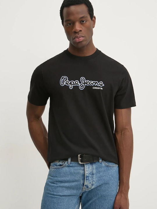 Pepe Jeans Berwick T-Shirt Uomo In Cotone, Girocollo Con Logo Stampato, Vestibilità Regolare