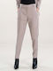 Nila Damen Stoff Hose in Tapered Schnitt Beige