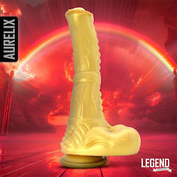 Aurelix Liquid Silicone Dildo με Όρχεις και Βεντούζα Χρυσό 24.5cm