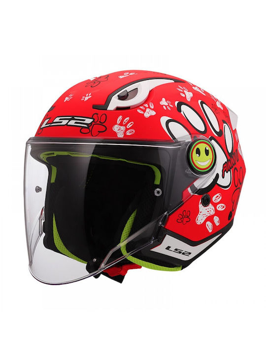 LS2 Funny II PAWS Gloss Red Παιδικό Κράνος Μηχα...