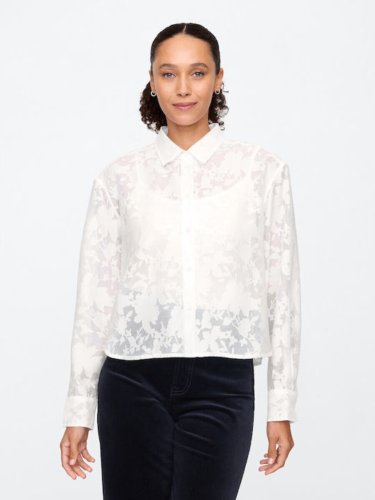 Mânecă lungă Femei Cămașă White, Off White Floral
