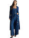 Γυναικείο Denim Blue Παλτό με Κουμπιά