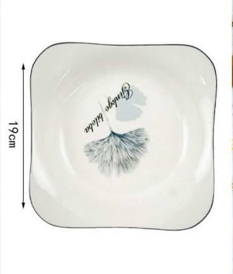 SDS Plate Shallow Square Ceramic White