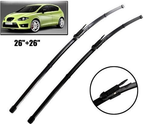 Front Wiper Blade Set 66cm 66cm Seat Leon Mk2 2005 2012 26" + 26" 2 Pieces Carro 245112