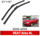 Front Wiper Blade Set 53cm 48cm Seat Ibiza 6l 2006-2008 21" + 19" 2 Pieces Carro 24517