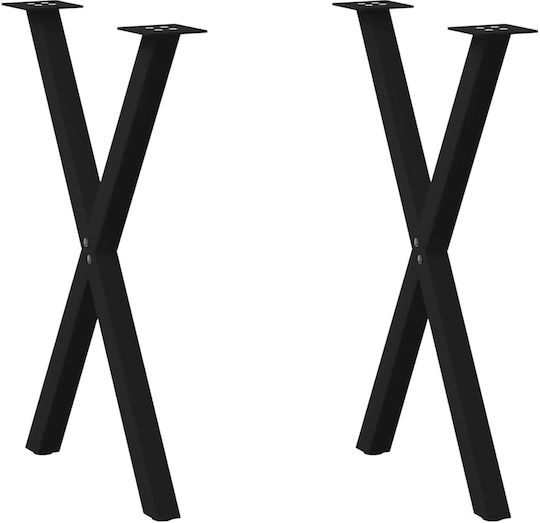 vidaXL Picior Metalic Mobilier 2 Bucăți Potrivit Pentru Masă / Măsuță / Birou 50x72cm Negru
