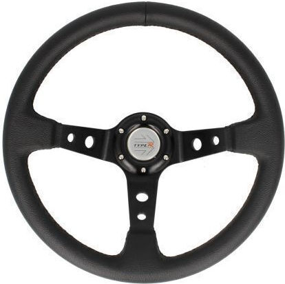 Speedmax Τιμόνι Αυτοκινήτου Δερμάτινο με Διάμετρο 35cm Μαύρο